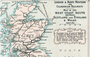 Map-West coast route Scotland, England and Wales